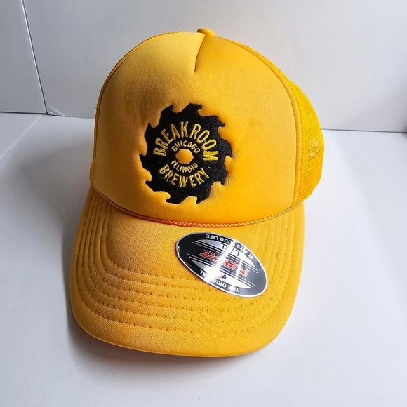 Breakroom Brewery Chicago IL Rare Hat Saw Blade Trucker Hat Yellow - Picture 1 of 5